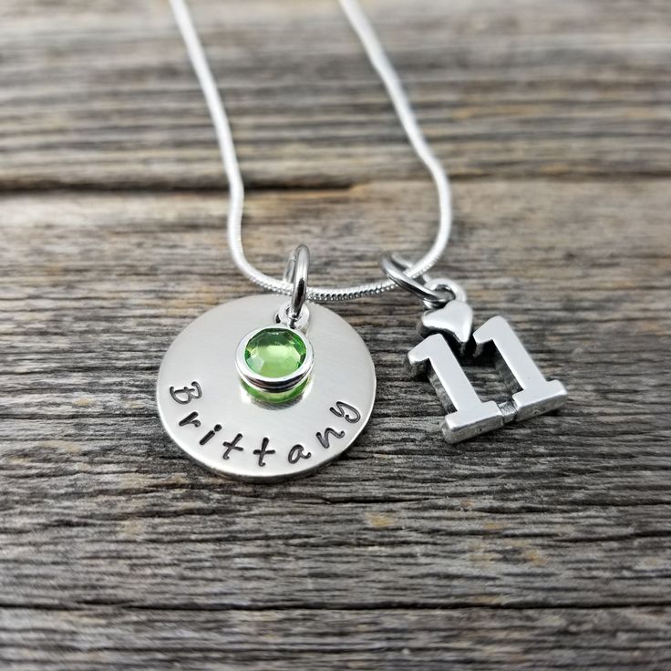 "11th Birthday Necklace, Gift for Girl Turning 11, Personalized Name Necklace with Birthstone, Gift for 11 Year Old, Little Girl Gift, Available in 16\", 18\" or 20\" necklace length. For other year necklaces click below: 10th - https://www.etsy.com/listing/849510629/10th-birthday-necklace-gift-for-girl 11th - https://www.etsy.com/listing/835614640/11th-birthday-necklace-gift-for-girl 12th - https://www.etsy.com/listing/849513451/12th-birthday-necklace-gift-for-girl 13th - https://www.etsy.com/l Silver Charm Necklaces For Birthday And Mother's Day, Silver Birthstone Necklace For Birthday With Round Pendant, Adjustable Nickel-free Birthstone Necklace For Birthday, Mother's Day Birthstone Charm Necklaces For Birthday, Adjustable Birthstone Necklace For Birthday And Mother's Day, Nickel Free Birthstone Necklace For Birthday And Mother's Day, Mother's Day Birthday Birthstone Charm Necklace, Silver Birthstone Necklace For Birthday And Mother's Day, Nickel-free Silver Birthstone Necklace For Birthday