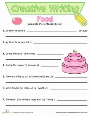 the writing worksheet for children to learn how to write and draw food items