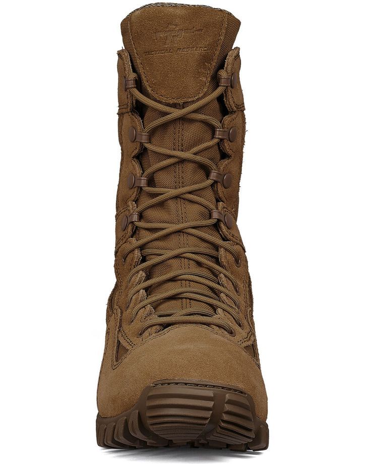 Belleville Men's TR Khyber Hot Weather Military Boots, Coyote Brown Lace-up Combat Boots With Rubber Sole, Brown High Ankle Combat Boots With Reinforced Toe, Lace-up Boots With Reinforced Toe For Outdoor Activities, Leather Lace-up Combat Moto Boots, Combat High-top Leather Lace-up Boots, High-top Lace-up Boots With Reinforced Heel For Outdoor Activities, Leather High-top Combat Lace-up Boots, Rugged Lace-up Boots With Reinforced Toe, Steel Toe Lace-up Moto Boots For Outdoor Activities