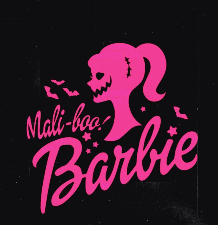 a black background with pink lettering and a silhouette of a woman's head