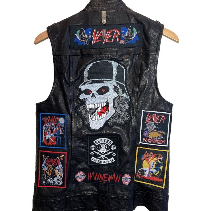 This Slayer Battle Vest Is A Must-Have For Any Fan Of The Band. The Vest Features A Unique Design That Pays Homage To The Legendary Metal Band. It's Made With High-Quality Materials And Is Sure To Impress Anyone Who Sees It. Whether You're Going To A Concert, A Party Or Just Want To Show Off Your Love For Slayer, This Battle Vest Is Perfect For You. It's A Great Addition To Any Collection Of Metal Memorabilia And Is Sure To Become A Prized Possession. Get Yours Today And Show The World Your Passion For The Greatest Thrash Band Of All Time! Women’s Size Medium. Going To A Concert, Battle Vest, Thrash Metal, Metal Band, Metal Bands, All Time, Unique Design, How To Become, Unique Designs