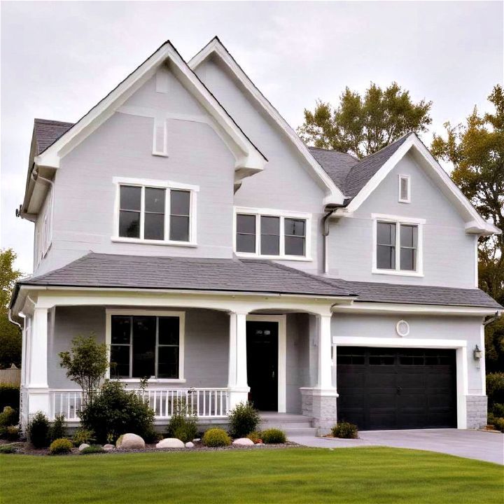 a large white house with two garages on the front and one story above it