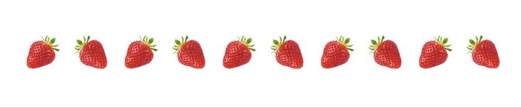 strawberries are lined up in a row on a white background