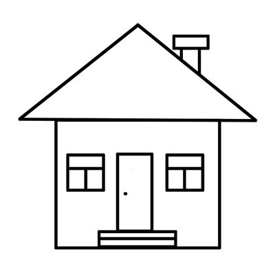 a drawing of a house that is outlined in the shape of a house with two levels