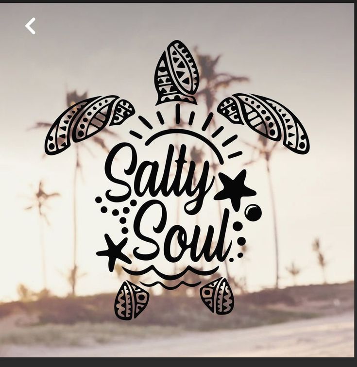 an image of a sea turtle with the words salty soul on it