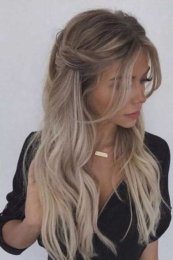 Bridal Hair Boho, Braid Half Up, Partial Updo, Braid Half Up Half Down, Hairstyle Braid, Rambut Brunette, Boho Hairstyle, Half Up Half Down Hair Prom, Blond Balayage