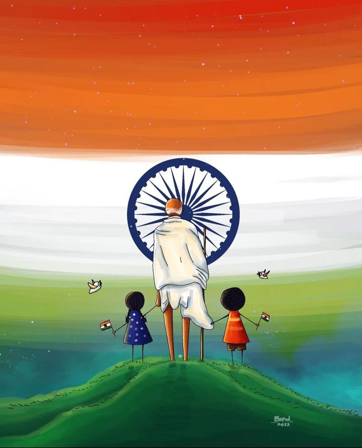 15august Drawing, 15 August Independence Day Sketch, Independence Day India Poster, Indian Flag Aesthetic, Indian Flag Painting, Gandhi Painting, Republic Day Art, Urdu Sayri, Independence Day Art