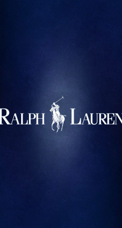 the logo for ralph lauren on a dark blue background with white lettering and a silhouette of a man holding a golf club