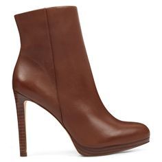 Quanette Platform Booties - Nine West Platform Heel, New Handbags, Platform Heels, Jet Set, Nine West, Heeled Boots, Brown Leather, Heel Height, Almond