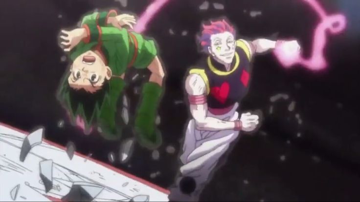 two anime characters are flying through the air