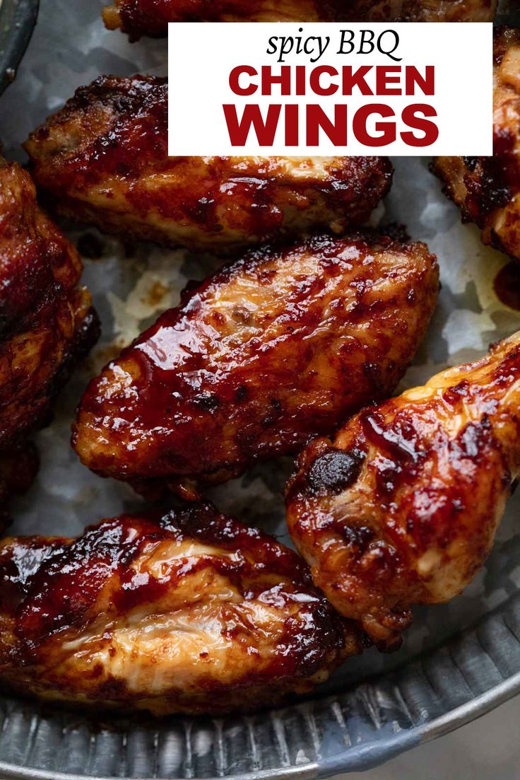 Baked barbecue chicken wings close up to show how saucy and sticky they are Spicy Wings Recipe, Spicy Bbq Chicken, Spicy Chicken Wings Recipe, Bbq Wings Recipe, Chicken Wing Marinade, Bbq Chicken Wings Recipe, Easy Chicken Wings, Barbecue Chicken Wings, Ideas For Parties