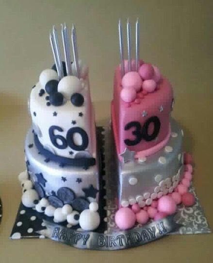 two birthday cakes are decorated with balloons and stars on the top one is for someone's 90th birthday