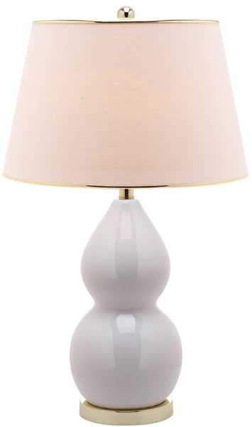 JILL 26.5 INCH H DOUBLE  GOURD CERAMIC LAMP (SET OF 2) - Safavieh - AmericanHomeFurniture Curved Lamp, Grey Lamp, Caned Headboard, Gourd Lamp, White Mirror, Contemporary Bedroom Decor, White Table Lamp, Ceramic Lamp, Ceramic Table Lamps