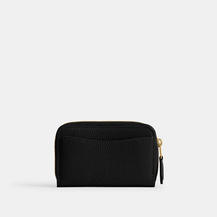 Crafted of polished pebble leather detailed with our Signature hardware this case holds cards cash and other small essentials in a slim design that slips easily into pockets. The accordion gusseted style secures with a zip-around closure. | Coach Essential Small Zip Around Card Case - Women's - Brass/black Classic Business Coin Purse With Rfid Blocking, Rectangular Wallets With Card Slots For Work, Versatile Formal Wallet With Zipper Closure, Classic Compact Card Holder For Everyday, Elegant Card Holder With Zipper Closure For Everyday Use, Compact Business Coin Purse With Card Slots, Modern Rectangular Wallets For Work, Elegant Everyday Card Holder With Zipper Closure, Classic Coin Purse With Zipper Closure For Everyday Use