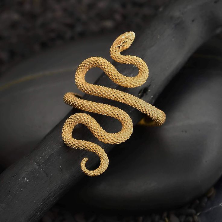 Bronze Textured Adjustable Snake Ring - GemRay Ring Of Protection, Different Symbols, Silver Gold Jewelry, The Serpent, Travel Charms, Bronze Ring, Monogram Jewelry, Feather Charms, Snake Ring