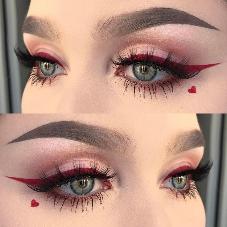 15 Maquillajes que deberías intentar para San Valentin Make Up Designs, Eyeliner Tips, Red Eyeliner, Valentines Day Makeup, Valentines Makeup, Beauty Make-up, Red Makeup, Makijaż Smokey Eye, Makeup Guide