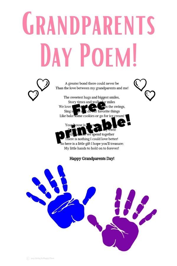 a poster with two hands and the words grandparents's day poem written on it