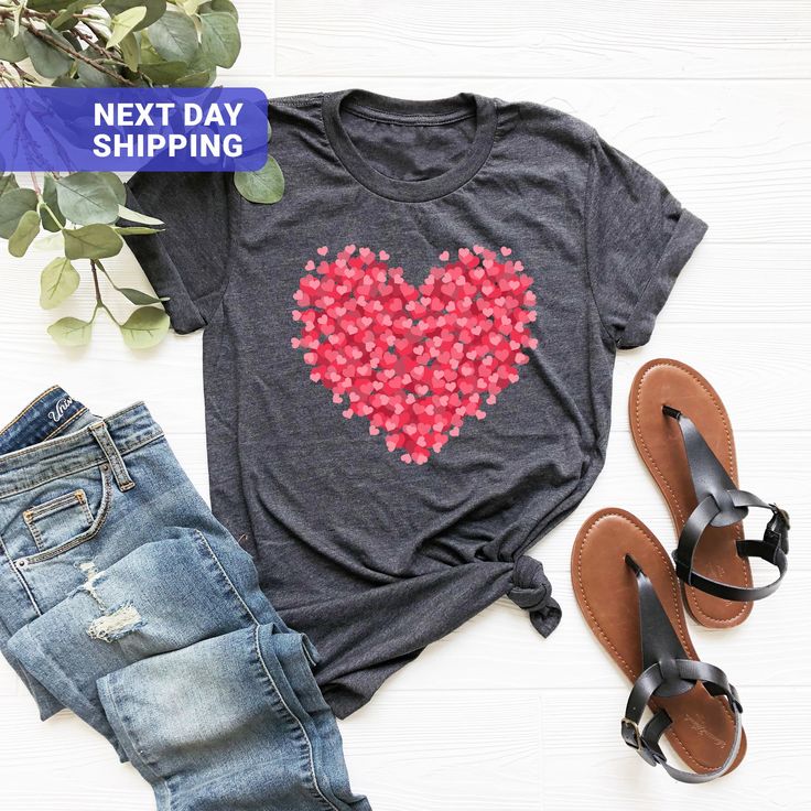 "Double Heart Shirt, Love Shirt, Heart Tee, Teacher Gift Shirt, Valentine Heart Tee, Valentines Day Shirt Hi! Welcome NeoTeeApparel. It's great to see you here! ☺️  Our shirts are clean, high quality and soft. It is prepared quickly by our boutique.  Ironing and shipped.  Enjoy your shopping!  It is a pleasure for us to help you with your questions and you can reach us at any time.  Please, don't forget to check our size cards. HOW TO ORDER SHIRT 👕  Please, choose your favorite t-shirt color an Mint Shirt, Sweet Shirt, Heart Tee, Valentine Shirt, Heart Shirt, Double Heart, Mothers Day Shirts, Flower Shirt, Valentines Day Shirts