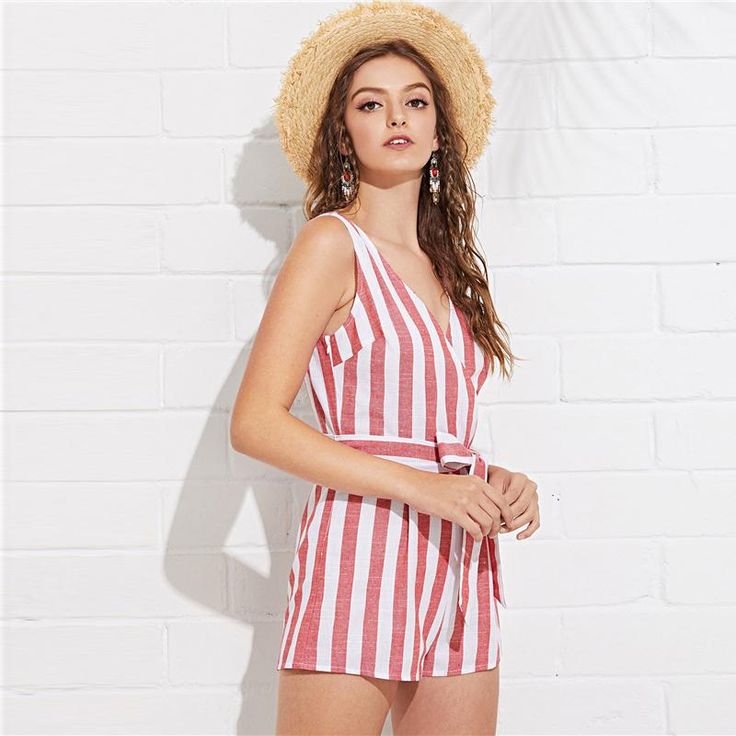 This sassy but sweet romper is sure to be a new fave in your wardrobe. Featuring a v-neck with a wrap front, a sash belt and a v-cut slightly exposed back. This romper can easily go from day-to-night. Pair with wedges or sandals for a casual but cute look or pair with heels and statement jewelry for a night on the town. Made with a cotton blend for comfort and style. Wrap Romper, Sash Belts, Striped Rompers, V Cuts, Statement Jewelry, Halter Dress, Jumpsuit Romper, Cotton Blend, Rompers