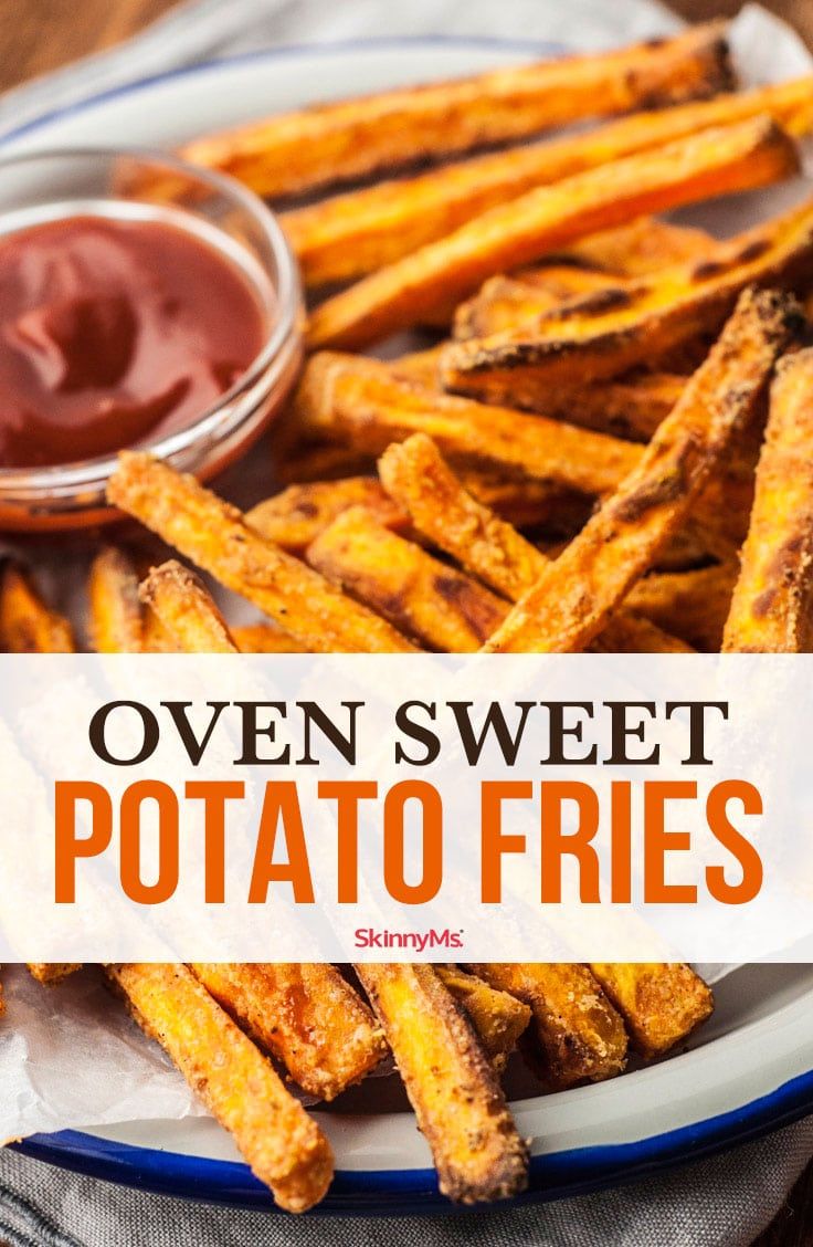 oven sweet potato fries on a plate with ketchup