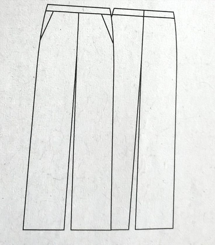 a drawing of a woman's pants with one side slit open and the other half closed