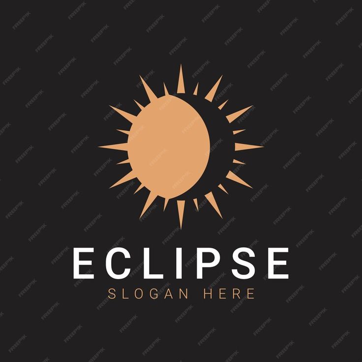 the eclipse logo is shown on a black background with an orange sun in the center