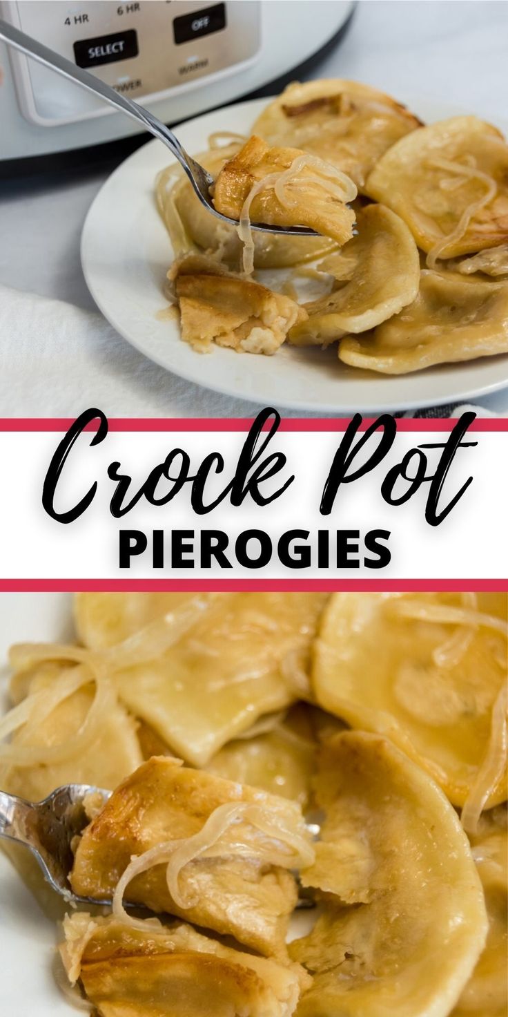 crock pot pies on a white plate with a spoon in the foreground