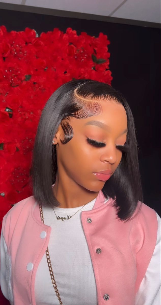 Side Part Frontal Bob, Short Bob Straight, Long Angled Bob, Weave Hairstyles Braided, Bob Straight, Short Human Hair Wigs, Frontal Hairstyles, Short Hair Tutorial, Short Straight Hair