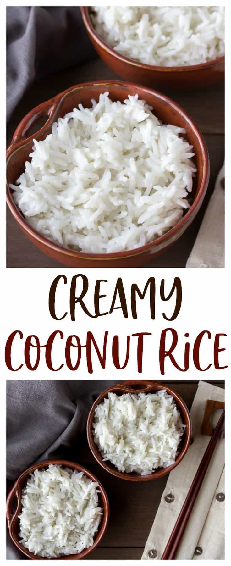 two bowls filled with coconut rice on top of a wooden table