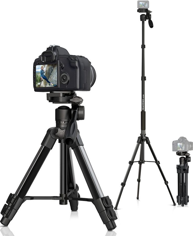 Camera Tripod 61 Inch, Patented 3-Way Rotating Portable Camera Stand Professional Aluminum Travel Phone Camera Mount Monopod for Canon Nikon GoPro, Smartphone, Suitable for Various Live Vlogging Iphone Tripod, Tripod For Camera, Iphone Upgrade, Big Wall Clocks, Minimalist Clocks, Farmhouse Wall Clock, Camera Stand, Phone Tripod, Beats Studio