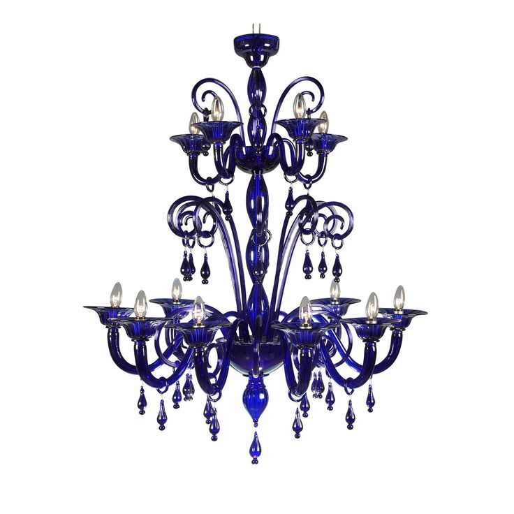 a blue chandelier hanging from the ceiling