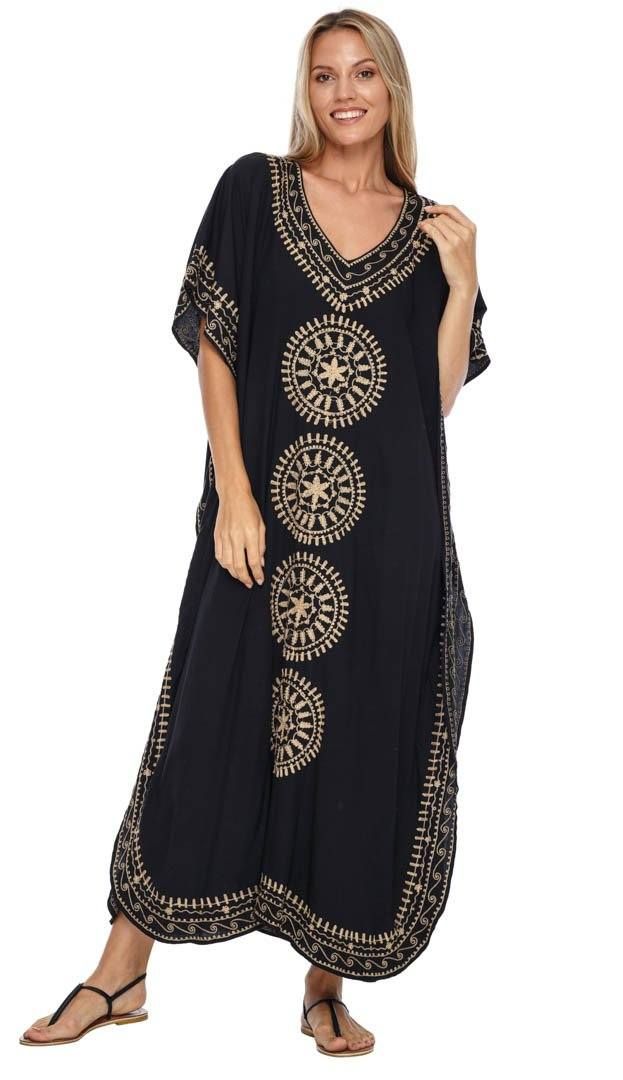 Beautiful long kaftan with embroidered trim. Lightweight swimwear coverup for any beach day! Stylish bohemian look with the handcrafted feel. Embroidered Kaftan For Beach Cover-up, Long Embroidered Kaftan For Beach Season, Long Embroidered Cover-up For Vacation, Embroidered Long Kaftan For Beach, Long Embroidered Kaftan For Beach, Embroidered Kaftan For Beach, Long Embroidered Beach Kaftan, Embroidered Beachwear Maxi Dress For Summer, Summer Embroidered Beachwear Maxi Dress