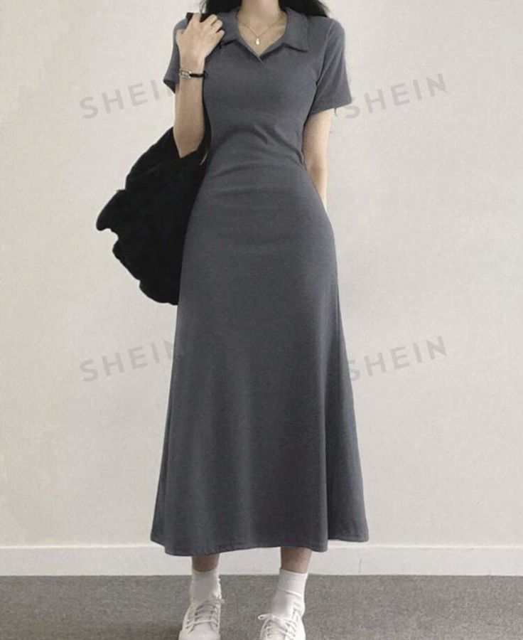 Long Midi Dress, Modest Clothing, Casual Style Outfits, Style Outfits, Modest Outfits, Gray Dress, Pretty Dresses, Pretty Outfits, Set Dress