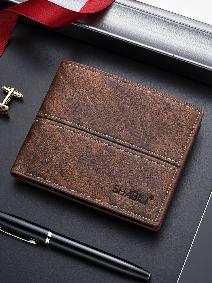 Men Letter Graphic Small Wallet Credit Card Small Purse ID Window Bi-Fold Men Wallet Dad Gifts Mini Slim Lightweight Portable Money Cash Slot Minimalist Fashion Modern Business Anniversary On Valentine Day For Birthday Gift Gift Couple Men Male Gift Gift Bag Present Coffee Brown Casual   PU Leather Letter,Plain,Textured Pattern Small Wallet   Wallets & Cardholders, size features are:Bust: ,Length: ,Sleeve Length: Men’s Wallet, Cool Wallets, Leather Wallets For Men, Handcrafted Leather Wallet, Leather Wallet Design, Wallets Men, Mens Leather Wallet, Slim Wallet Men, Mens Wallets