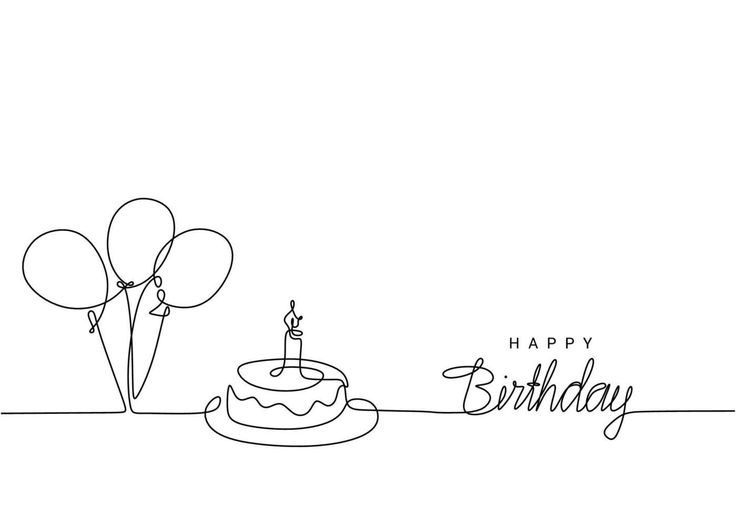 Baixar feliz aniversário desenho de linha contínua, letras manuscritas com balão de festa simbólica e bolo de aniversário. uma mão desenhada estilo minimalista. gratuitamente Birthday Ballon Drawing, Line Art Birthday Card, Happy Birthday Line Art, Birthday Balloon Drawing, Birthday Cake Art Drawing, Happy Birthday Cute Drawing, Hbd Drawing, Happy Birthday Sketch Drawing, Happy Birthday Art Draw