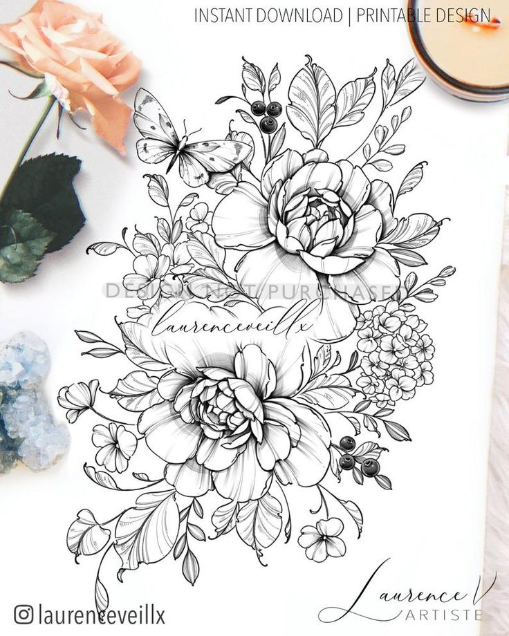 an inking sheet with flowers and leaves on it, next to some other items