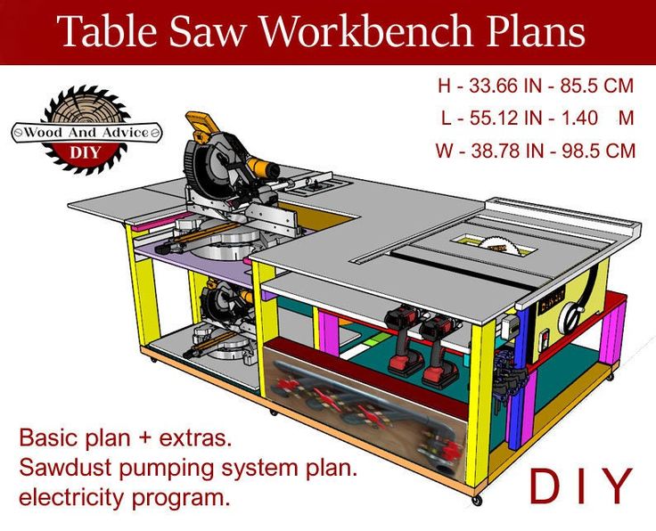 a table saw workbench plans with instructions