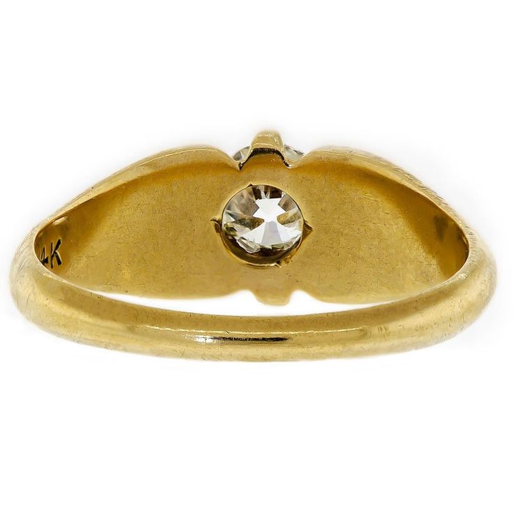 Attractive Victorian Circa 1895 14kt yellow gold and diamond ring set with one (1) Old European Cut diamond approximately 0.50ct, VS2, HIJ color, typical large culet small table and out of round diameter. Clean, bright stone. Belcher set. Great look.    Ring Size: 7.25  Approximate Height: 0.25"  Please refer to the dimensions in the description above for accurate measurements. Please reach out to the seller with any questions on dimensions or fit prior to purchase. Heirloom 14k Gold Diamond Ring, Classic Yellow Gold Domed Diamond Ring, Timeless Gold Engraved Ring With Single Diamond, Gold Round Signet Ring With Single Cut Diamonds, Antique Diamond Signet Ring With Rose Cut Diamonds, Antique Diamond Signet Ring With Rose Cut, Vintage Yellow Gold Signet Ring With Single Diamond, Heirloom Yellow Gold Diamond Signet Ring, Classic Yellow Gold Signet Ring With Single Diamond