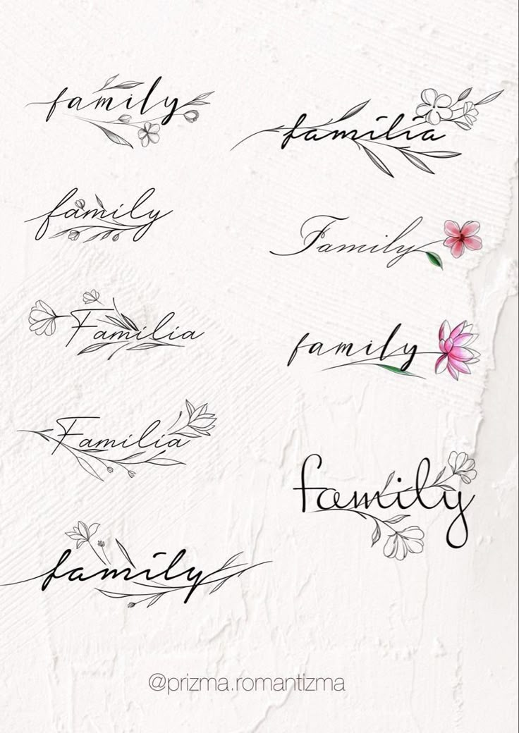 the names of family written in cursive writing