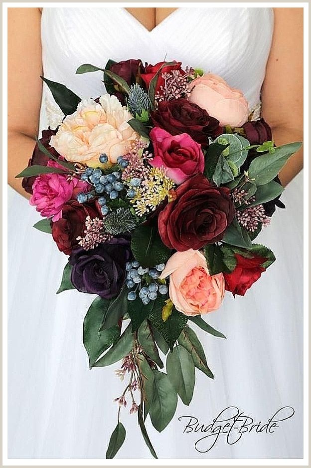 Winter Wedding Jewel Tones - Pamper yourself today! Visit to see the awesome brands and products you need now. Plum Wedding Flowers, Bridal Bouquet Peach, Burgundy Wedding Flowers, Bridal Wedding Flowers, Blush Bridal Bouquet, Wedding Flower Guide, Purple Bridal Bouquet, Cascading Bridal Bouquets, Peach Peonies