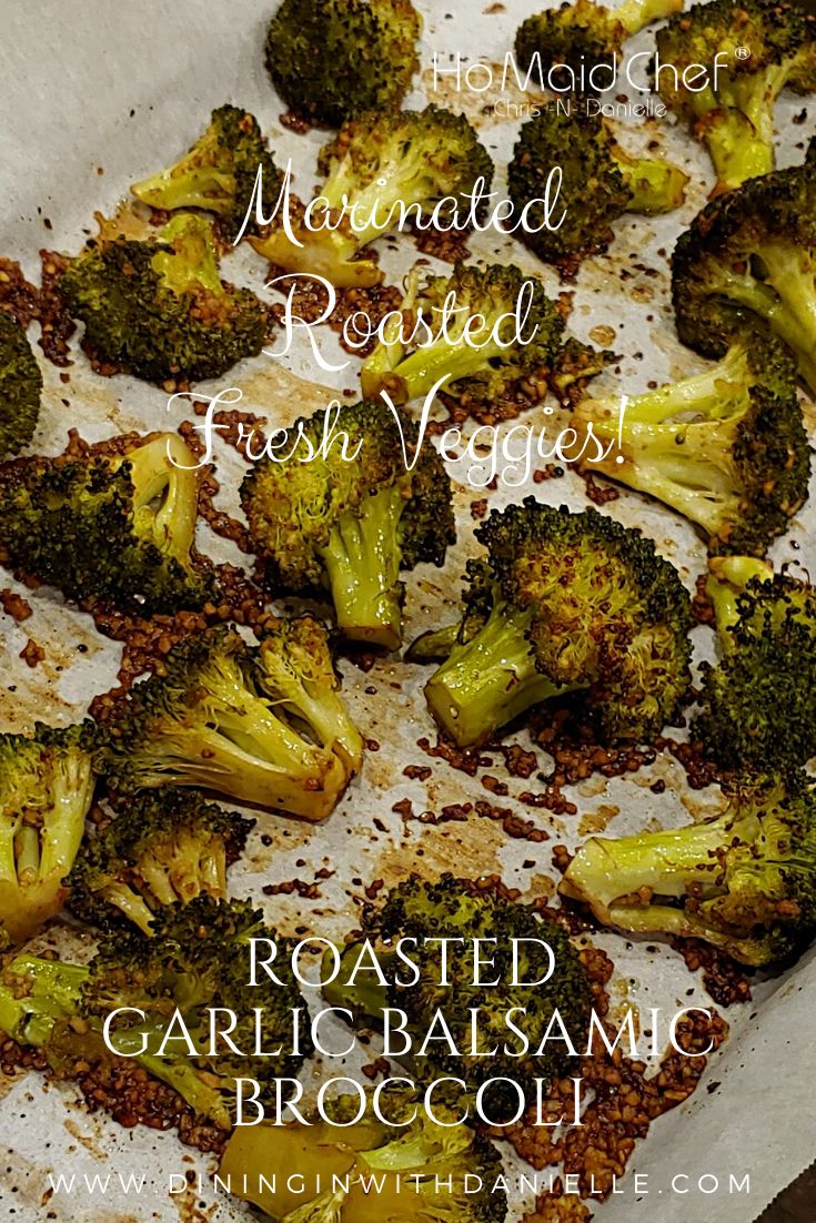 roasted broccoli with garlic and seasoning in a pan