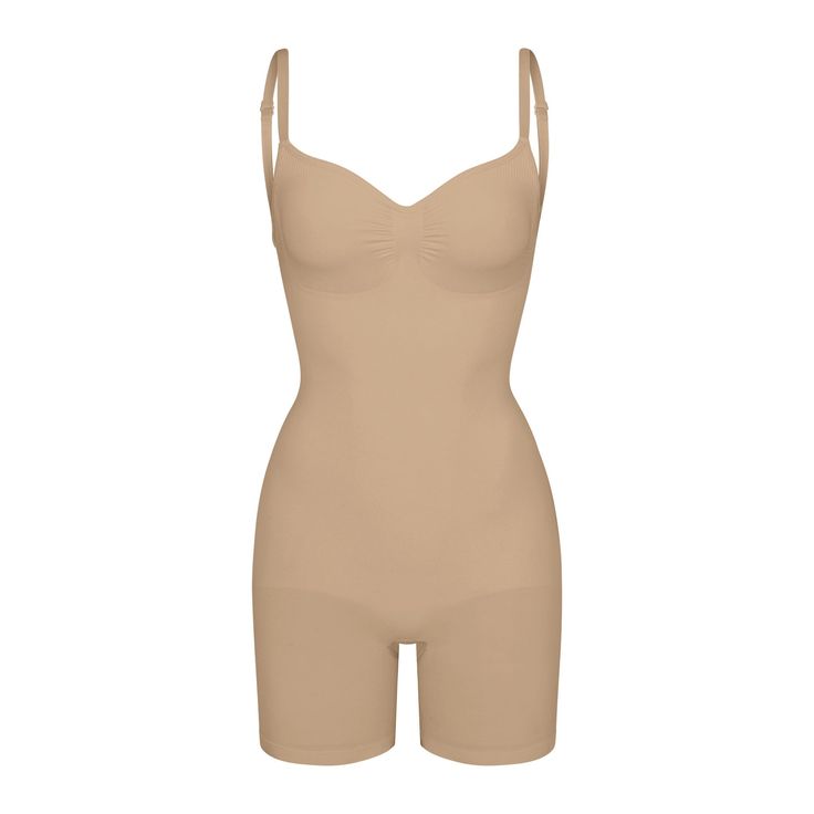 SEAMLESS SCULPT LOW BACK MID THIGH BODYSUIT | CLAY Backless Shapewear, Sculpting Bodysuit, Cinched Waist, Low Back, Kim Kardashian, Shapewear, First Look, Night Dress, Suits You