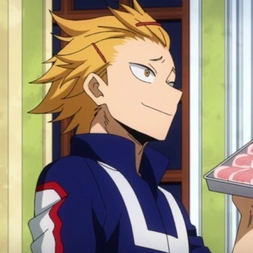 an anime character holding a tray of food