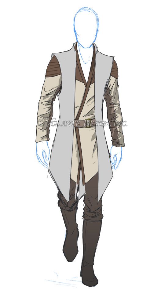 the costume for star wars is shown in white and brown, as well as an image of