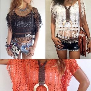 Sheer Lace Tank Top /Boho Lace Top/ Romantic Lace top/Swim | Etsy Boho Lace Top, Fringe Blouse, Brown And Orange, Fringe Top, Romantic Lace, Boho Lace, Lace Tank Top, Lace Tank, Lace Tops