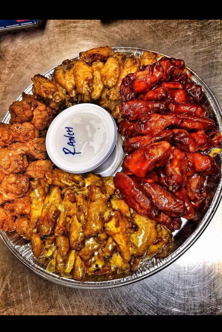 a platter filled with different types of food