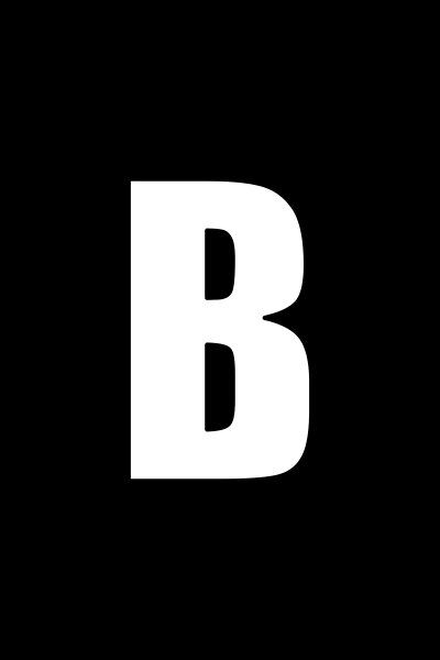 the letter b is made up of white letters on a black background, and it appears to be in two different font styles