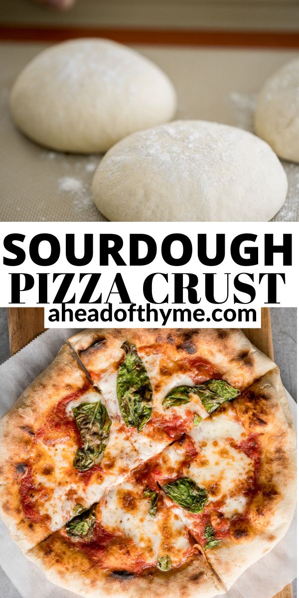 there are three different types of pizzas on the table with text overlay that reads sourdough pizza crust