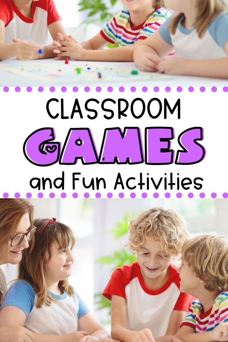 some kids are playing with their toys and text that says classroom games and fun activities