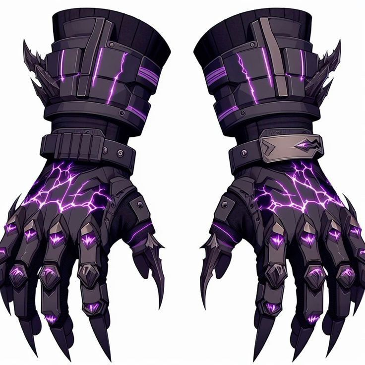 two hands that have purple lightning on them